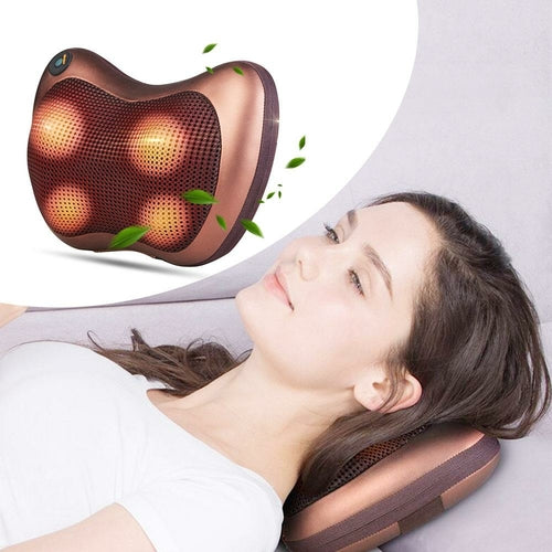 Portable 4-Head Massage Pillow - Deep Tissue Neck & Shoulder Relief