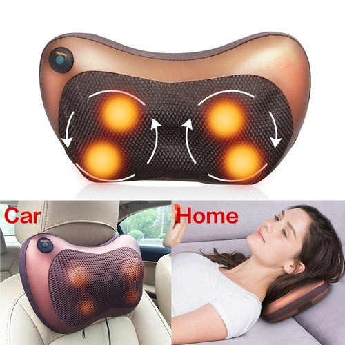 Portable 4-Head Massage Pillow - Deep Tissue Neck & Shoulder Relief