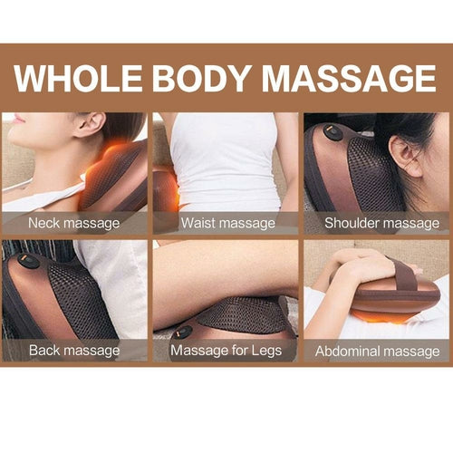 Portable 4-Head Massage Pillow - Deep Tissue Neck & Shoulder Relief