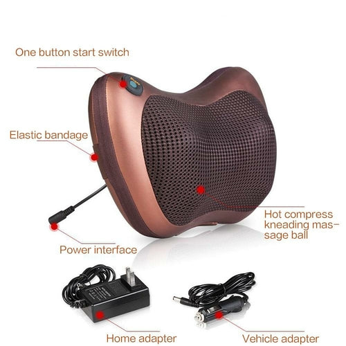 Portable 4-Head Massage Pillow - Deep Tissue Neck & Shoulder Relief