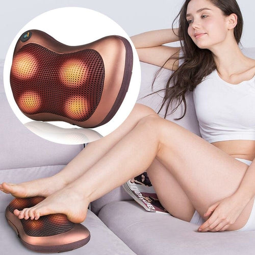 Portable 4-Head Massage Pillow - Deep Tissue Neck & Shoulder Relief