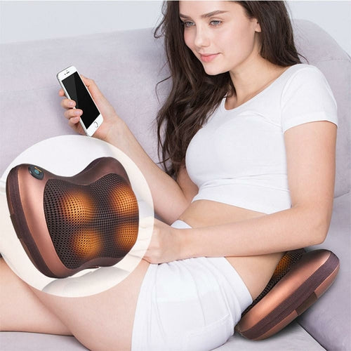 Portable 4-Head Massage Pillow - Deep Tissue Neck & Shoulder Relief