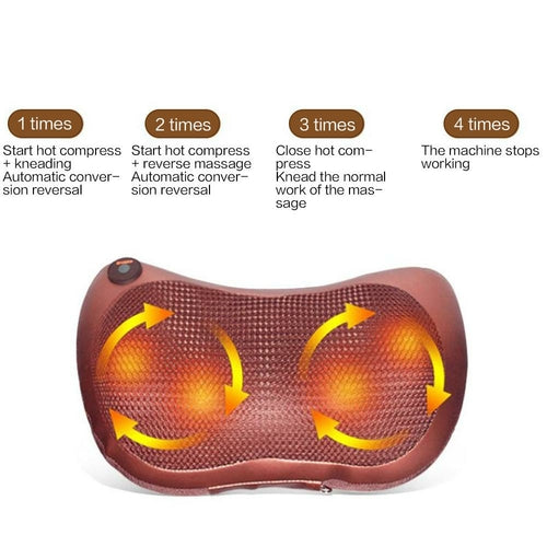 Portable 4-Head Massage Pillow - Deep Tissue Neck & Shoulder Relief